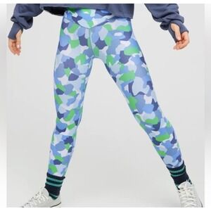 Aerie Offline Camo Leggings Women's Medium Blue Green Crossover Athleisure NWOT